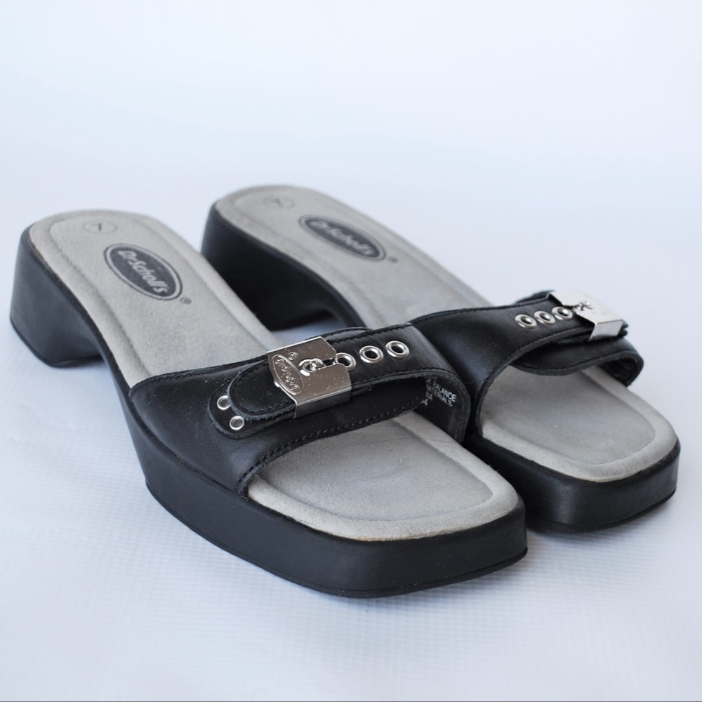 Dr Scholl’s Rock Sandal Black Leather Sz. 7